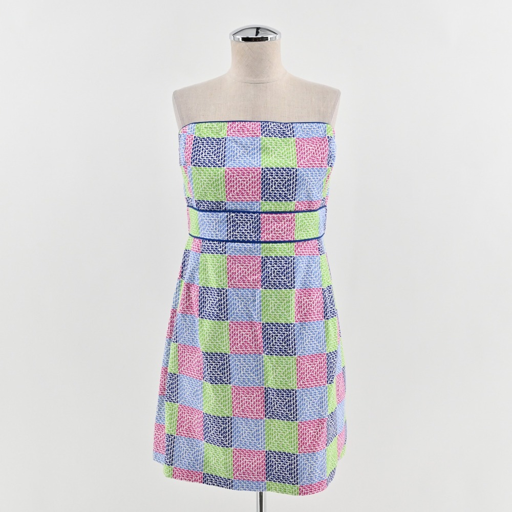 Vineyard Vines Strapless Patchwork Dress Size 12 … - image 1